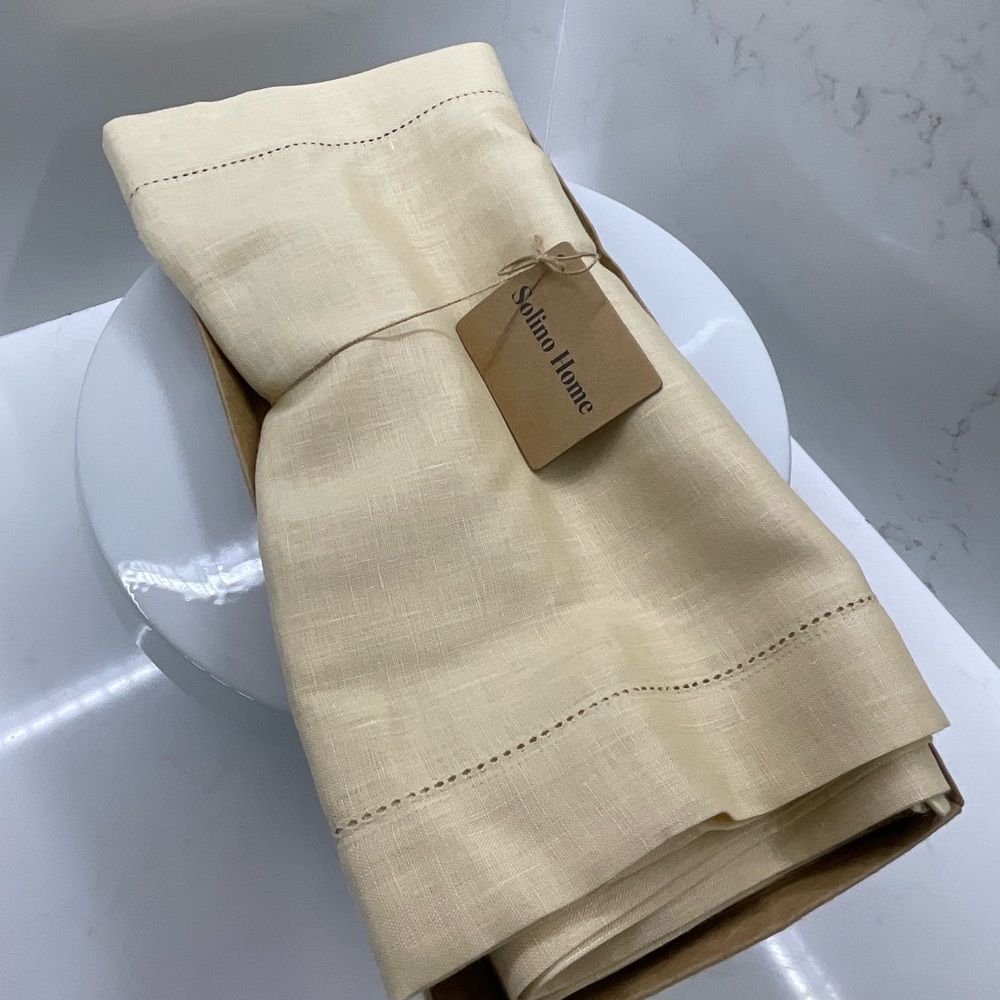 Solino Home Linen Table Runner 100% Champagne Beige 14” x 120”